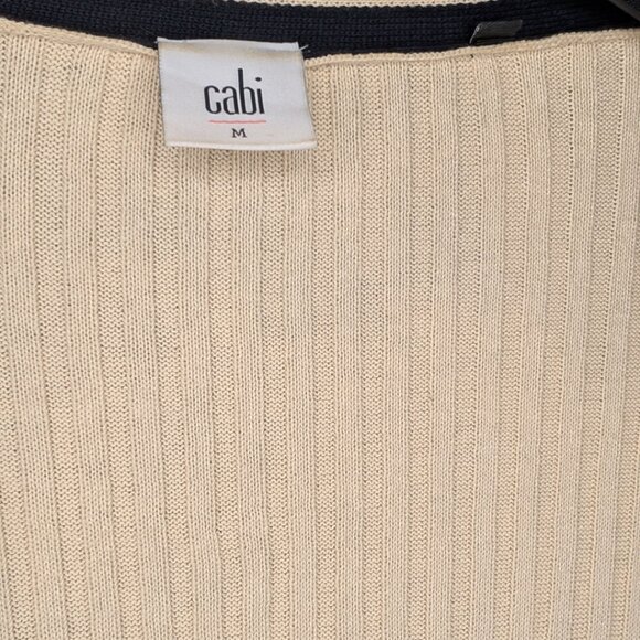 CAbi Radcliffe Cardigan Cream & Navy Gold Buttons Long Sweater - Women's sz M - Picture 5 of 7